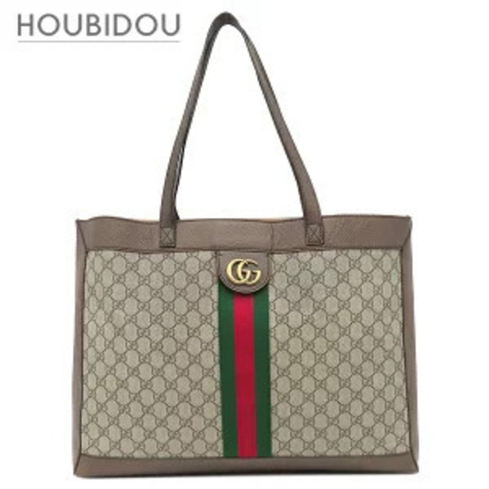 Gucci Tote Bag Disney Phidia GG Supreme Leather Beige Brown Three Pigs